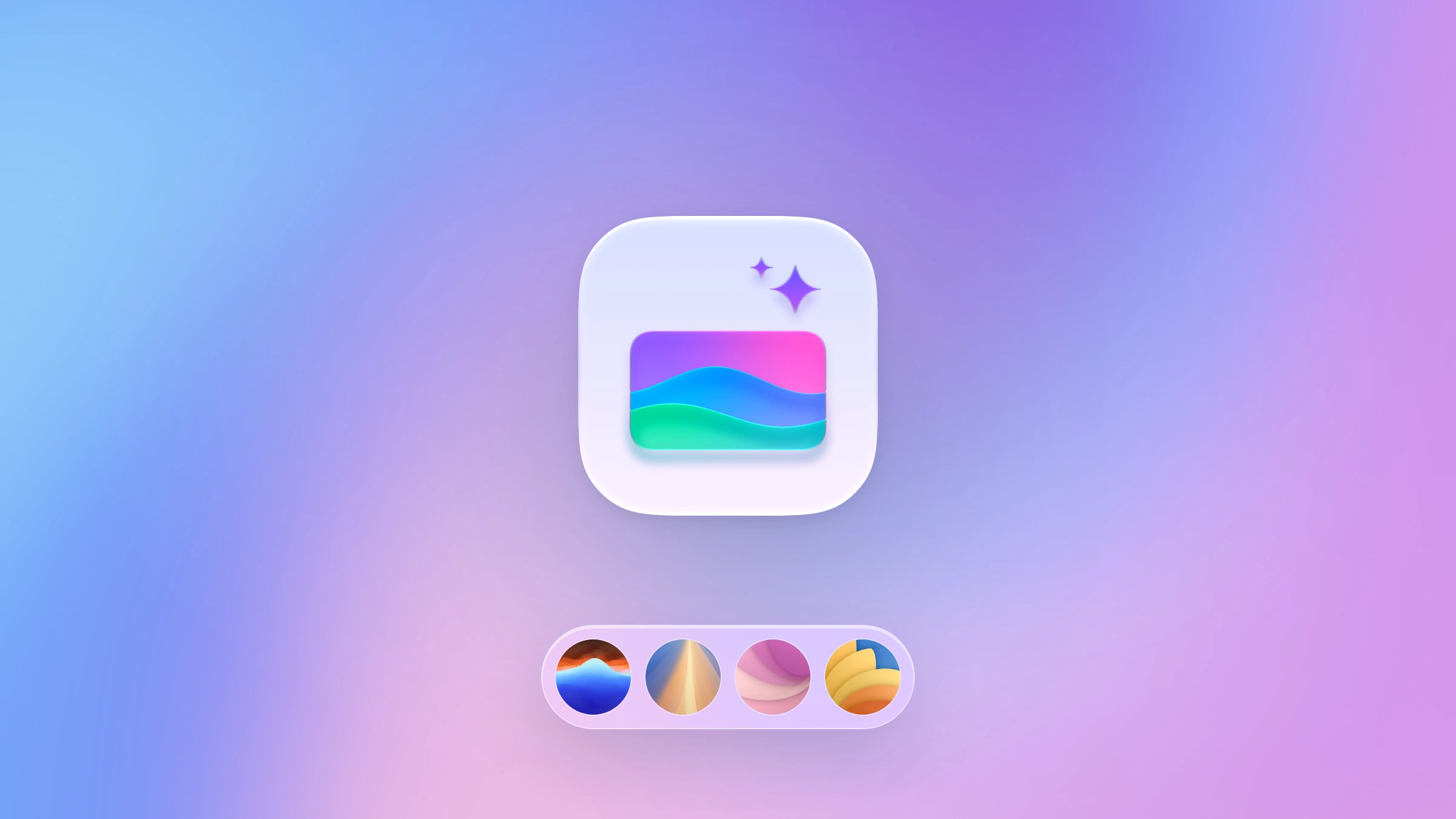 The Aurora app icon over a soft Aurora wallpaper, with four more wallpapers beneath it
