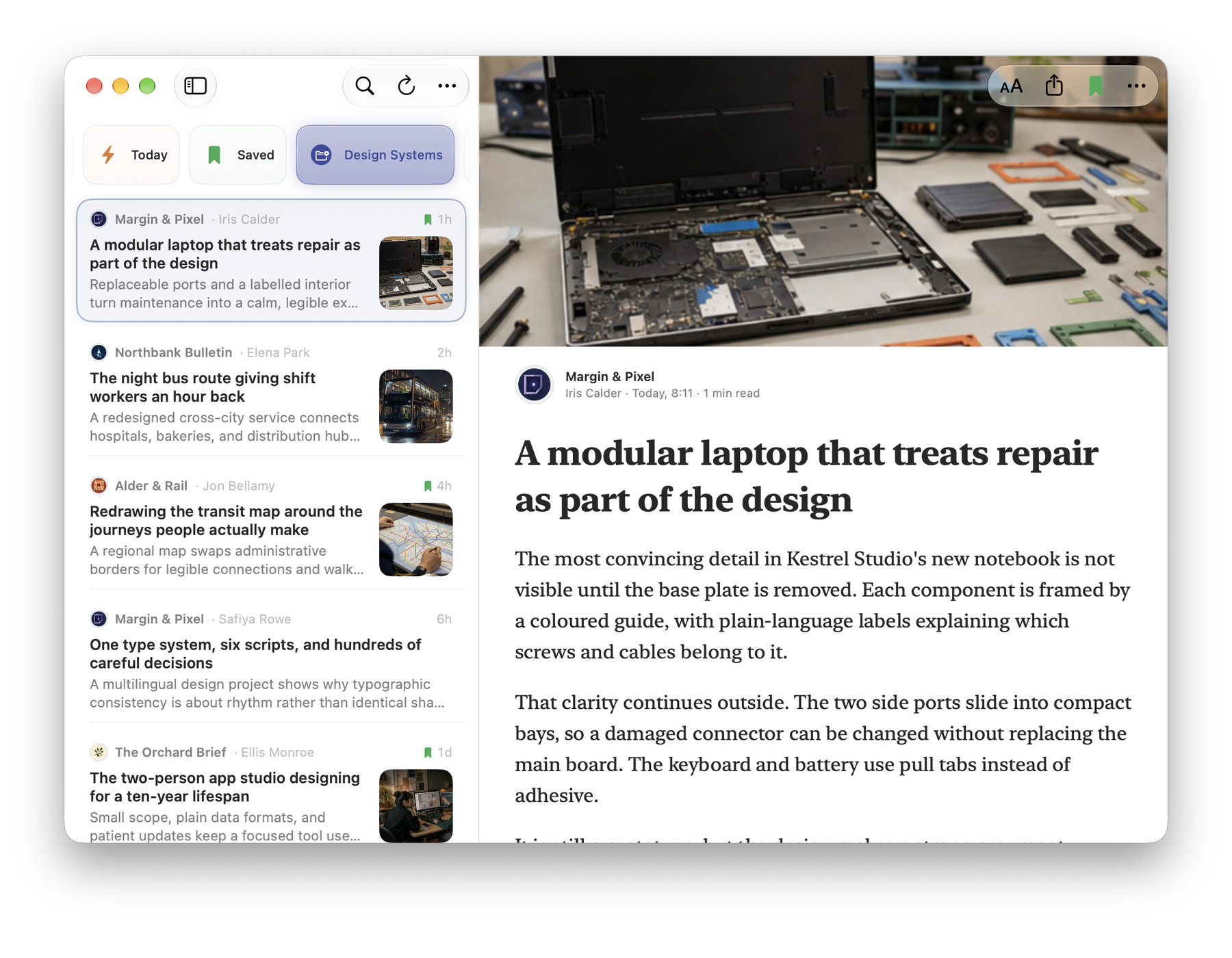 Beacon on Mac: an article in the reading view