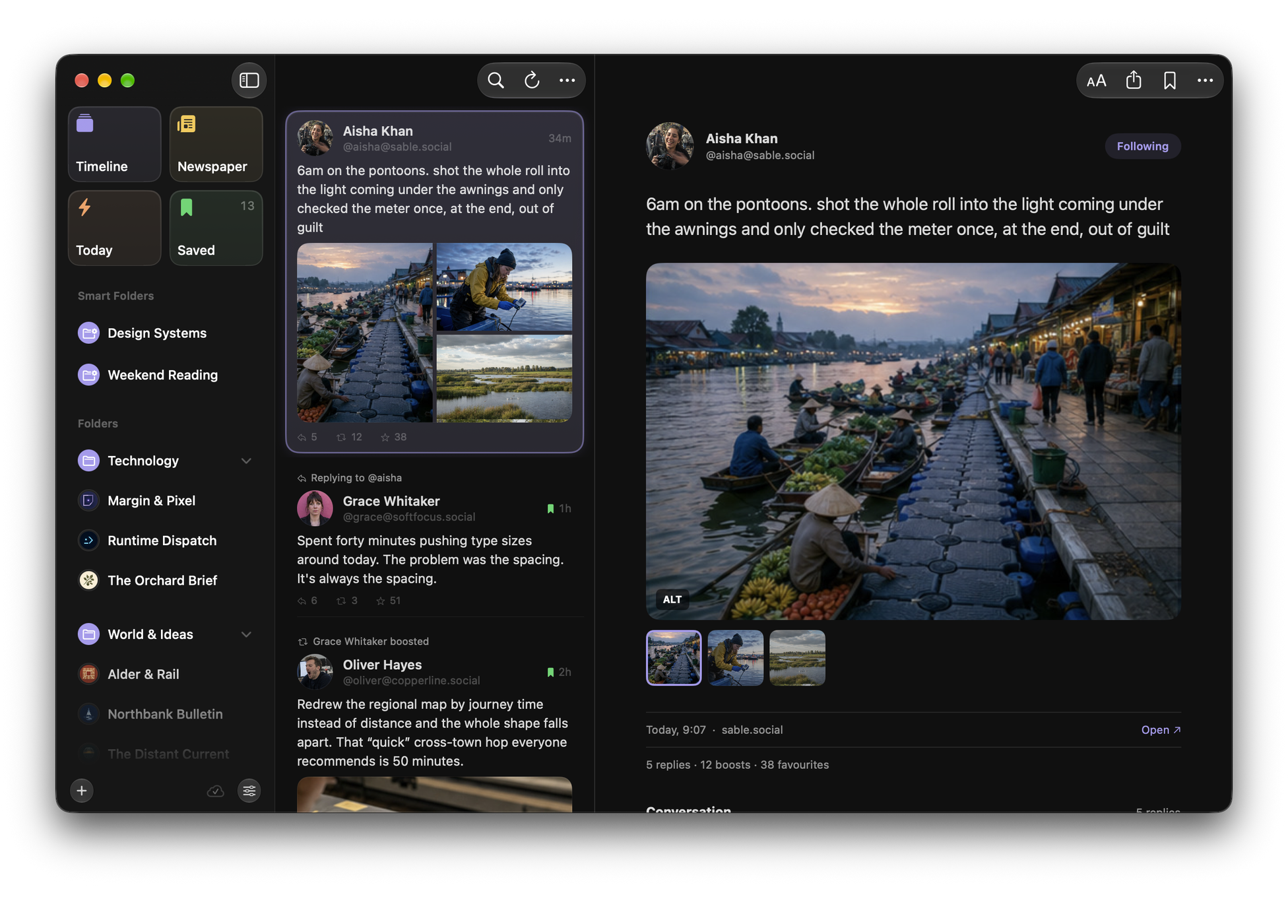 Beacon on Mac: Mastodon posts alongside your feeds
