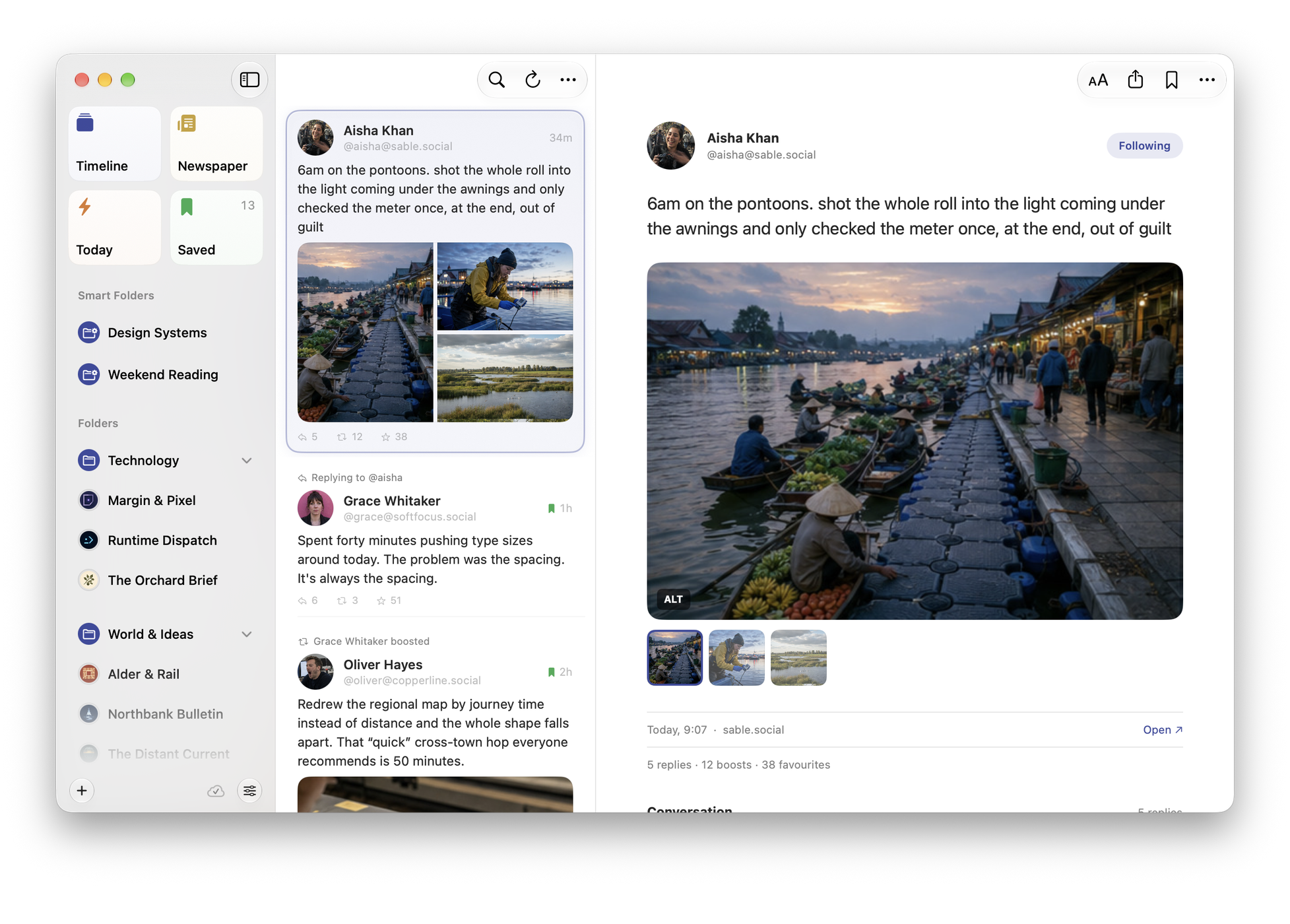 Beacon on Mac: Mastodon posts alongside your feeds