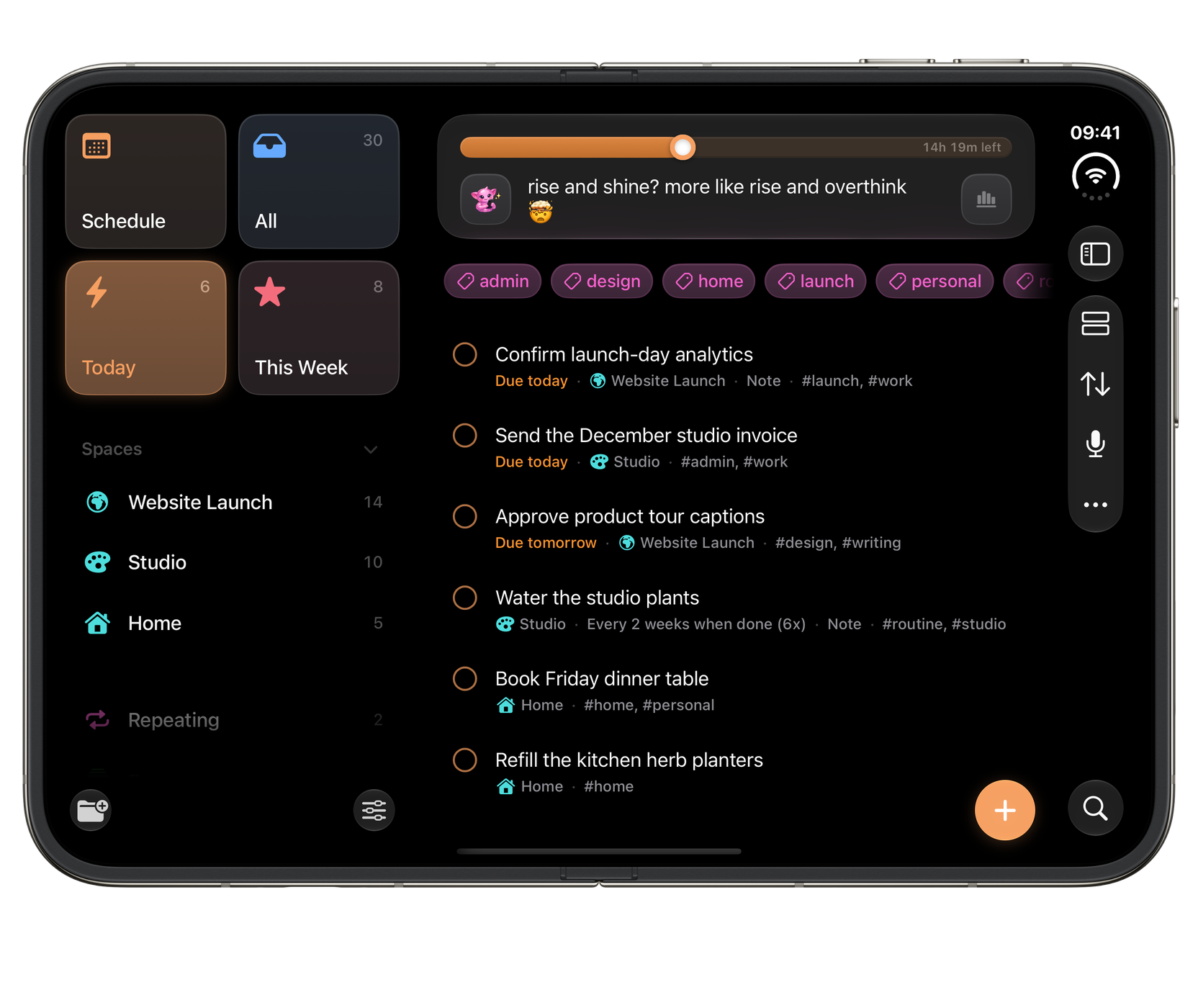 Orbit on iPhone Duo, fully open: More room for your plans.