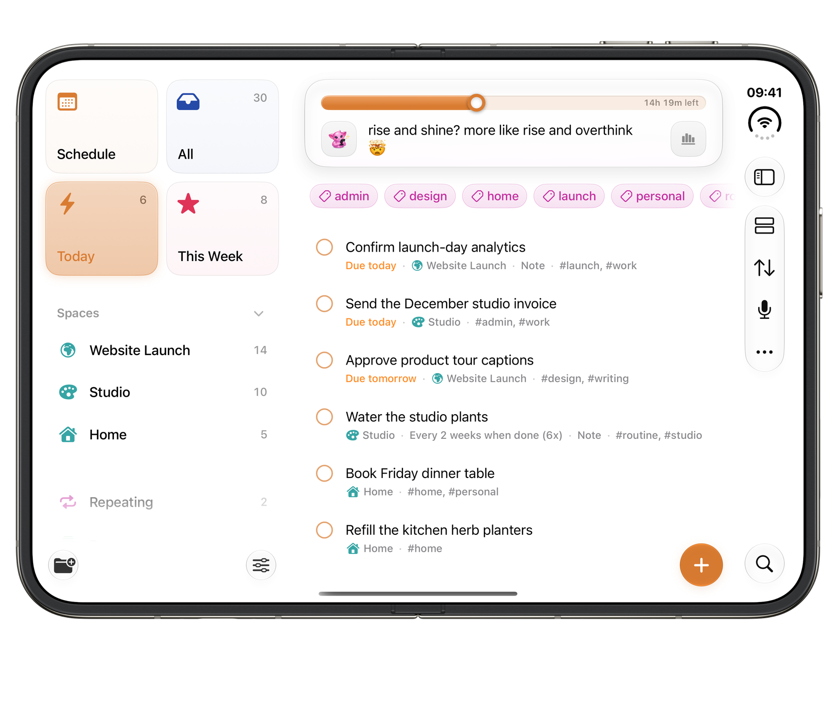 Orbit on iPhone Duo, fully open: More room for your plans.
