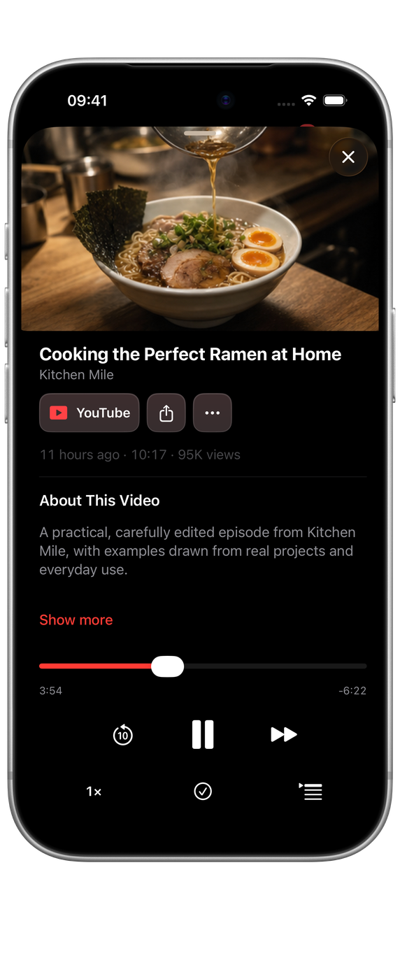 Watchlist on iPhone: the player, with what’s up next