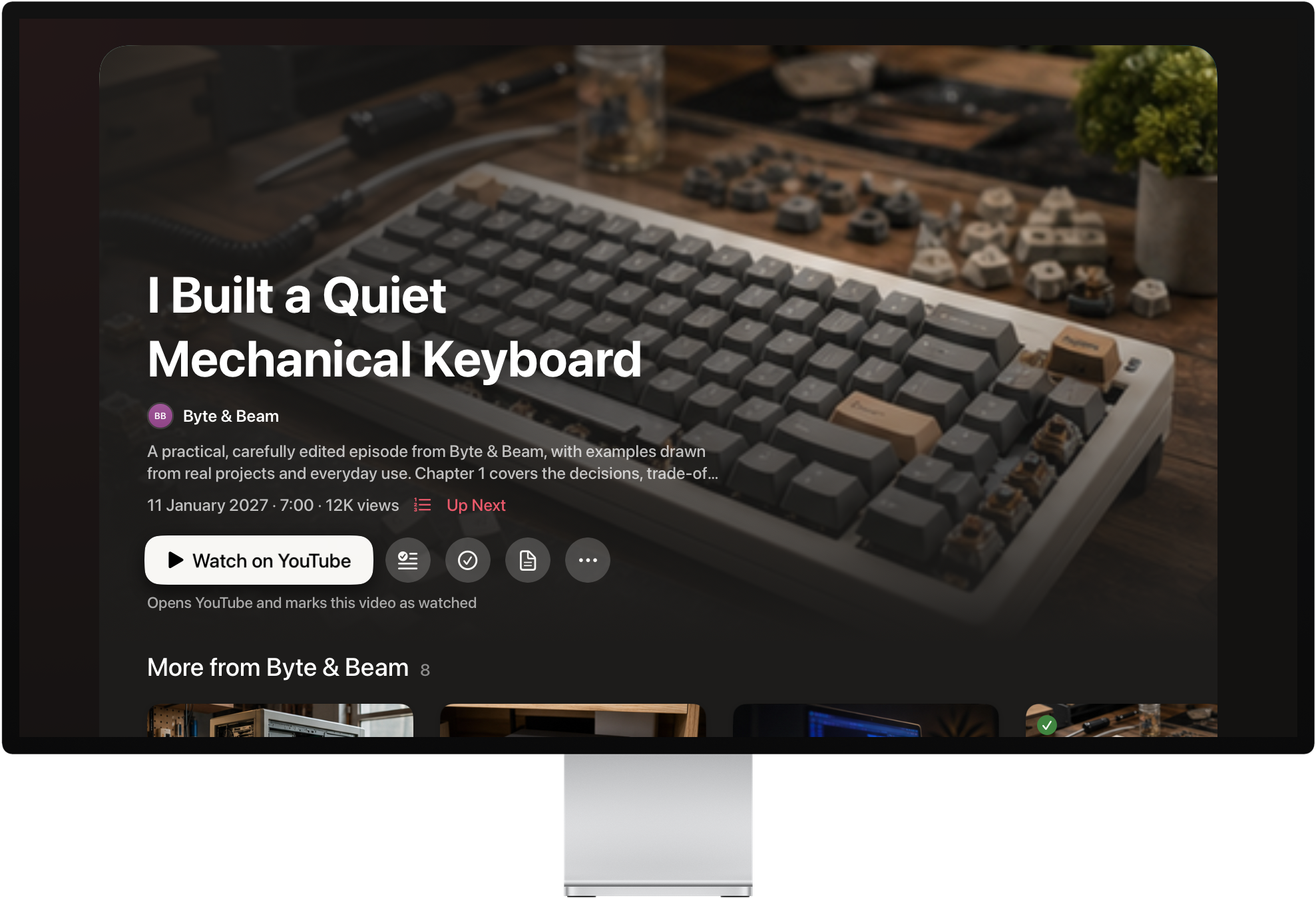 Watchlist on Apple TV: the next video, full screen