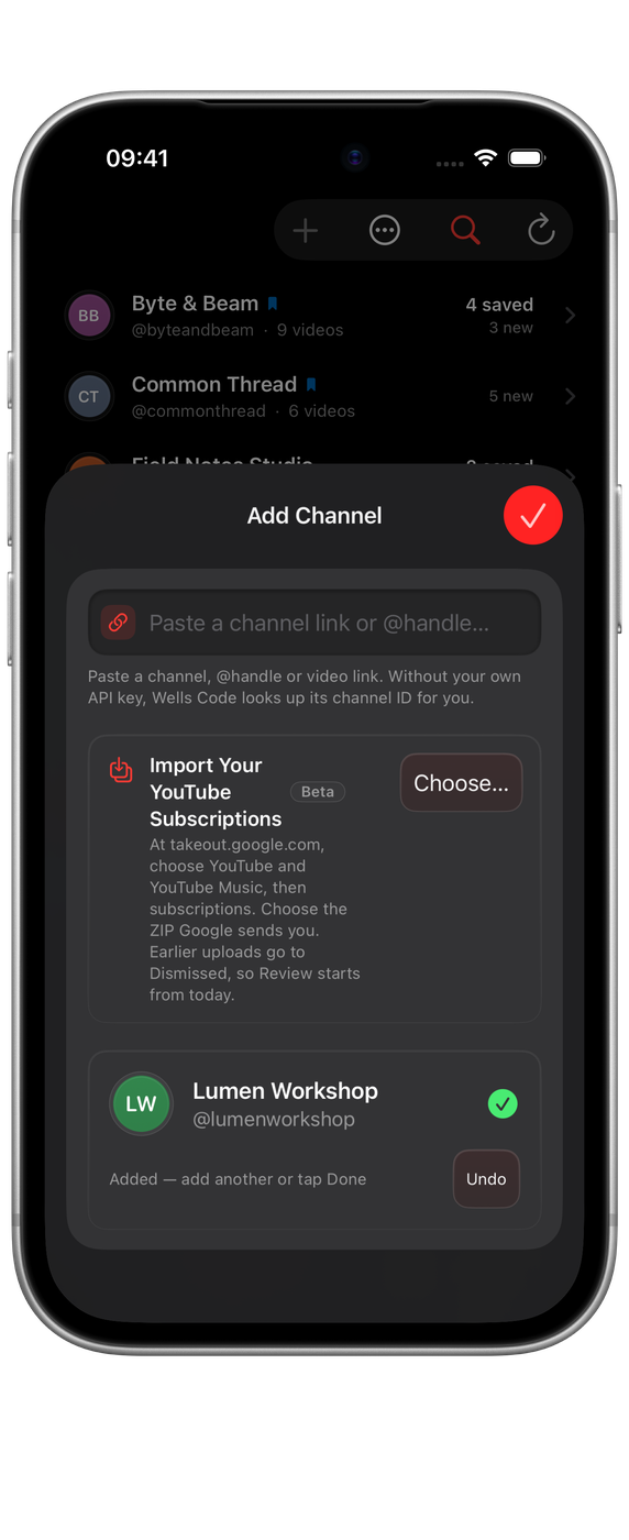 Watchlist on iPhone: adding a channel
