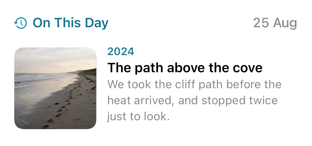Echo medium On This Day widget showing one memory from a past year