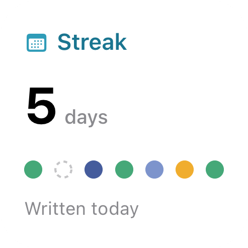 Echo small Streak widget showing a five-day streak