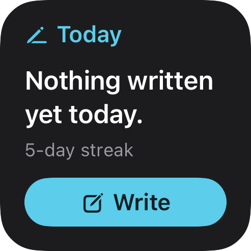 Echo small Today widget with a Write button before anything is written in dark mode