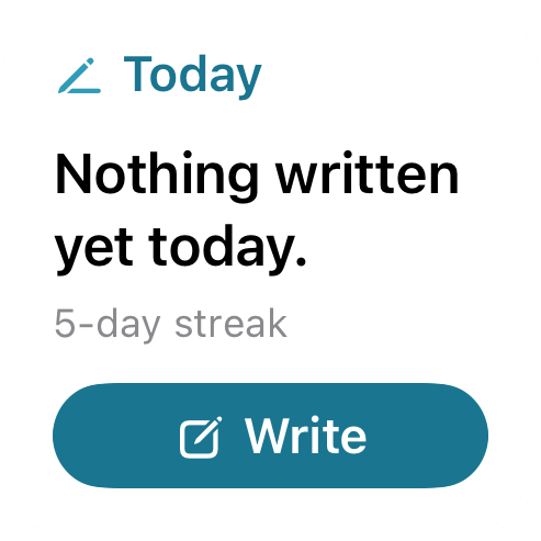 Echo small Today widget with a Write button before anything is written